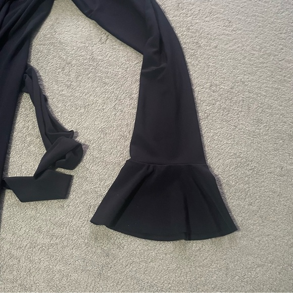 SYMPLI bell sleeve ruffle long cardi size 8 navy EUC - Picture 3 of 8